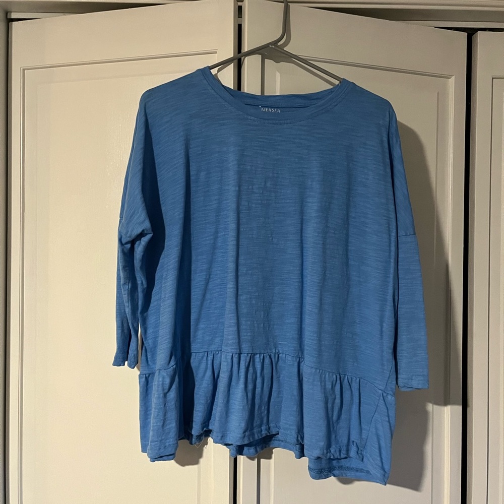 Mersea Blue Peplum Top with 3/4th sleeves